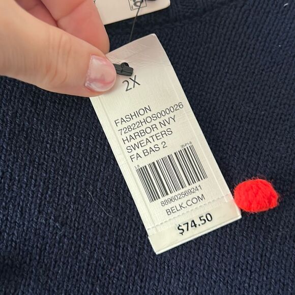 Crown & Ivy Fun Navy 3D Dot Multicolored Long Sleeve Sweater NWT Size 2X - Picture 4 of 4